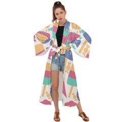 Icecream Pattern Pastel Sumer Maxi Kimono by Vaneshart