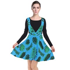 Tropical Leaves Nature Plunge Pinafore Dress by Vaneshart