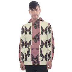 Butterflies Pink Old Old Texture Men s Front Pocket Pullover Windbreaker by Vaneshart