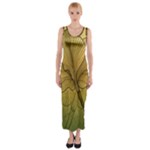 Leaves Design Pattern Nature Fitted Maxi Dress