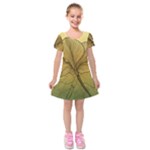 Leaves Design Pattern Nature Kids  Short Sleeve Velvet Dress