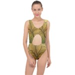 Leaves Design Pattern Nature Center Cut Out Swimsuit