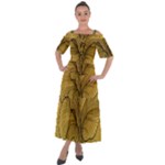Leaves Design Pattern Nature Shoulder Straps Boho Maxi Dress 