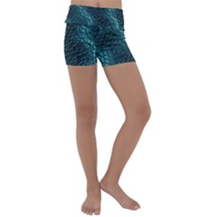 Texture Glass Network Glass Blue Kids  Lightweight Velour Yoga Shorts by Vaneshart