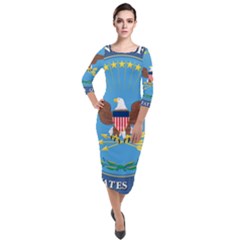 Seal Of United States Department Of Defense Quarter Sleeve Midi Velour Bodycon Dress by abbeyz71