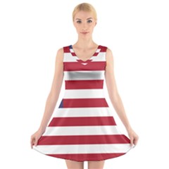 Flag Of The United States Of America  V-neck Sleeveless Dress by abbeyz71