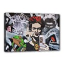 Frida Kahlo brick wall graffiti urban art with grunge eye and frog  Canvas 18  x 12  (Stretched) View1