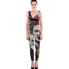 Frida Kahlo Brick Wall Graffiti Urban Art With Grunge Eye And Frog  One Piece Catsuit by snek