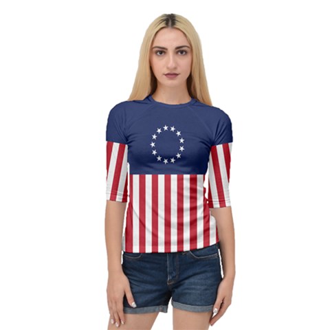 Betsy Ross Flag Usa America United States 1777 Thirteen Colonies Vertical Quarter Sleeve Raglan Tee by snek