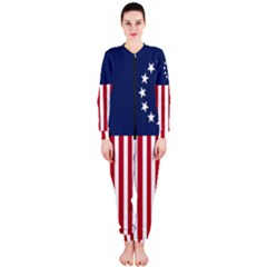 Betsy Ross Flag Usa America United States 1777 Thirteen Colonies Vertical Onepiece Jumpsuit (ladies)  by snek
