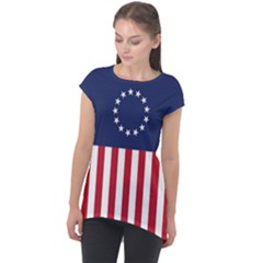 Betsy Ross Flag Usa America United States 1777 Thirteen Colonies Vertical Cap Sleeve High Low Top by snek