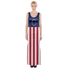 Betsy Ross Flag Usa America United States 1777 Thirteen Colonies Vertical Thigh Split Maxi Dress by snek