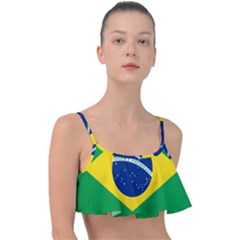 Flag Of Brazil Frill Bikini Top