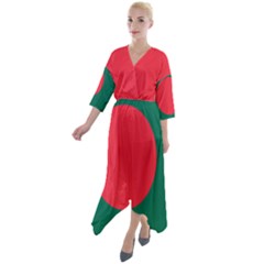 Flag Of Bangladesh Quarter Sleeve Wrap Front Maxi Dress by abbeyz71