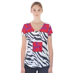 Striped By Traci K Short Sleeve Front Detail Top by tracikcollection