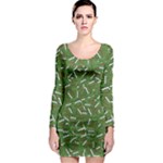 Pepe the Frog Face pattern Green Kekistan meme Long Sleeve Bodycon Dress