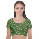 Pepe the Frog Face pattern Green Kekistan meme Velvet Short Sleeve Crop Top 
