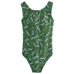 Pepe the Frog Face pattern Green Kekistan meme Kids  Cut-Out Back One Piece Swimsuit