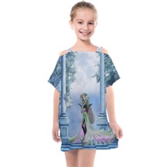 Cute Fairy With Dove Kids  One Piece Chiffon Dress by FantasyWorld7