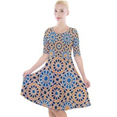Motif Quarter Sleeve A-line Dress by Sobalvarro