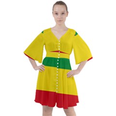 Flag Of Ethiopia Boho Button Up Dress by abbeyz71