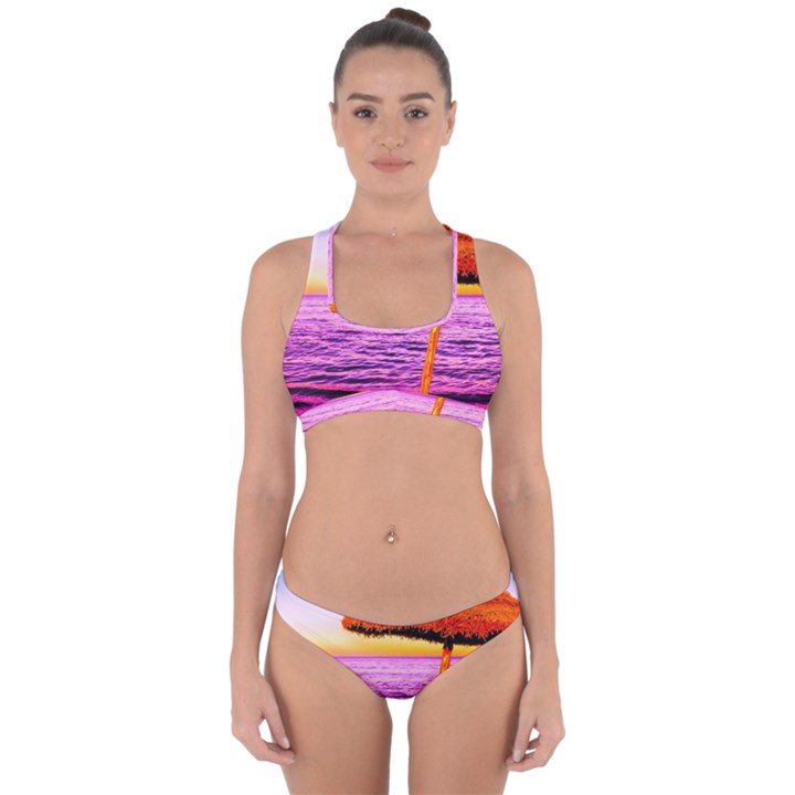 Pop Art Beach Umbrella  Cross Back Hipster Bikini Set