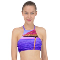 Pop Art Beach Umbrella  Racer Front Bikini Top by essentialimage