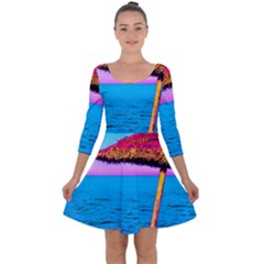 Pop Art Beach Umbrella  Quarter Sleeve Skater Dress by essentialimage