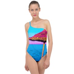 Pop Art Beach Umbrella  Classic One Shoulder Swimsuit by essentialimage