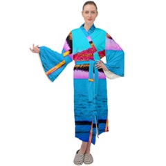 Pop Art Beach Umbrella  Maxi Velour Kimono by essentialimage