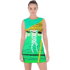 Pop Art Beach Umbrella  Lace Up Front Bodycon Dress by essentialimage