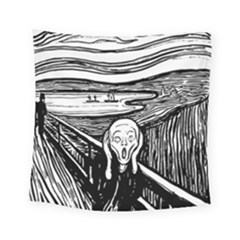 The Scream Edvard Munch 1893 Original Lithography Black And White Engraving Square Tapestry (small) by snek