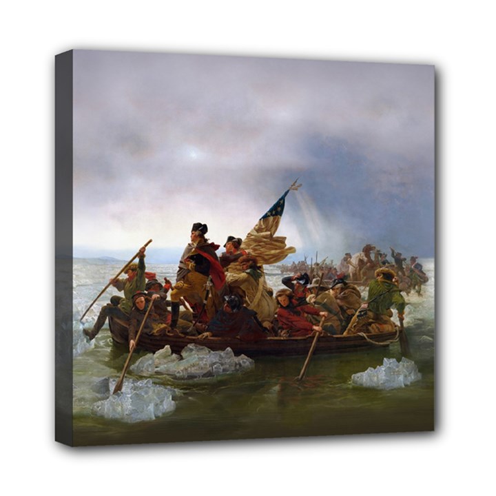 George Washington crossing of the Delaware River Continental Army 1776 American Revolutionary War ORIGINAL PAINTING Mini Canvas 8  x 8  (Stretched)