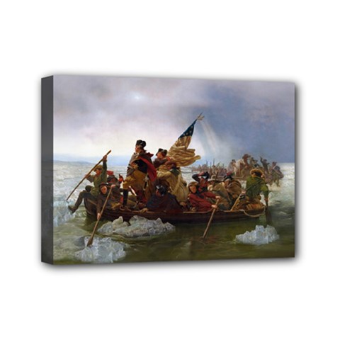 George Washington Crossing Of The Delaware River Continental Army 1776 American Revolutionary War Original Painting Mini Canvas 7  X 5  (stretched) by snek
