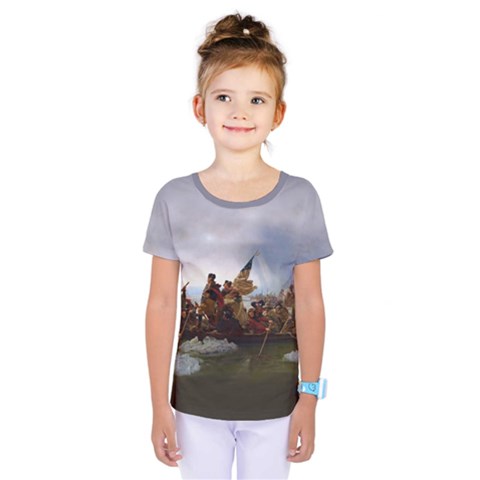 George Washington Crossing Of The Delaware River Continental Army 1776 American Revolutionary War Original Painting Kids  One Piece Tee by snek