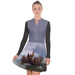 George Washington Crossing Of The Delaware River Continental Army 1776 American Revolutionary War Original Painting Long Sleeve Panel Dress by snek
