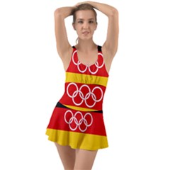 Olympic Flag Of Germany, 1960-1968 Ruffle Top Dress Swimsuit by abbeyz71
