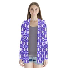 Purple  White  Abstract Pattern Drape Collar Cardigan by BrightVibesDesign