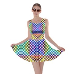 Colorful Circle Abstract White Brown Blue Yellow Skater Dress by BrightVibesDesign