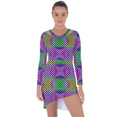 Bright  Circle Abstract Black Pink Green Yellow Asymmetric Cut-out Shift Dress by BrightVibesDesign