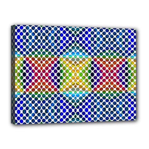 Colorful Circle Abstract White  Blue Yellow Red Canvas 16  X 12  (stretched) by BrightVibesDesign