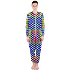 Colorful Circle Abstract White  Blue Yellow Red Onepiece Jumpsuit (ladies)  by BrightVibesDesign