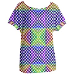 Colorful Circle Abstract White Purple Green Blue Women s Oversized Tee by BrightVibesDesign