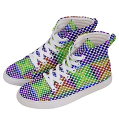 Colorful Circle Abstract White Purple Green Blue Men s Hi-top Skate Sneakers by BrightVibesDesign
