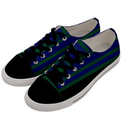 Black Stripes Green Olive Blue Men s Low Top Canvas Sneakers by BrightVibesDesign