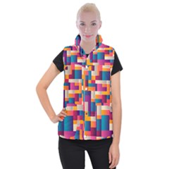 Abstract Geometry Blocks Women s Button Up Vest