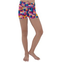 Abstract Geometry Blocks Kids  Lightweight Velour Yoga Shorts