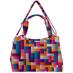Abstract Geometry Blocks Double Compartment Shoulder Bag