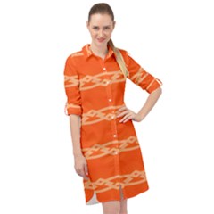 Pattern Orange Long Sleeve Mini Shirt Dress by HermanTelo