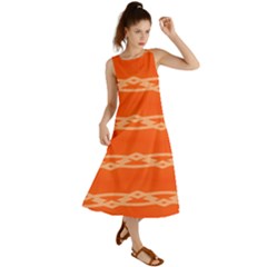 Pattern Orange Summer Maxi Dress